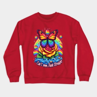 Vibrant Butterfly Perched on Colorful Folds With Inspirational Pride Message Crewneck Sweatshirt